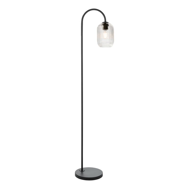 Dar_Vol3-IDR4922-SAW6508 - Idra - Black Floor Lamp with Clear Ribbed Glass