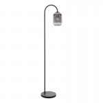 Idra - Black Floor Lamp with Smoked Ribbed Glass Idra - Black Floor Lamp with Smoked Ribbed Glass