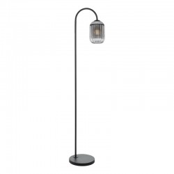 Idra - Black Floor Lamp with Smoked Ribbed Glass Idra - Black Floor Lamp with Smoked Ribbed Glass