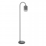 Idra - Black Floor Lamp with Smoked Ribbed Glass Idra - Black Floor Lamp with Smoked Ribbed Glass