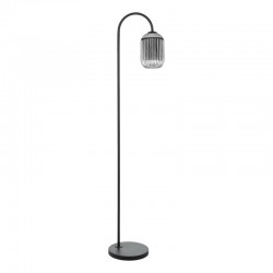 Idra - Black Floor Lamp with Smoked Ribbed Glass Idra - Black Floor Lamp with Smoked Ribbed Glass