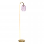 Idra - Aged Bronze Floor Lamp with Pink Ribbed Glass Idra - Aged Bronze Floor Lamp with Pink Ribbed Glass