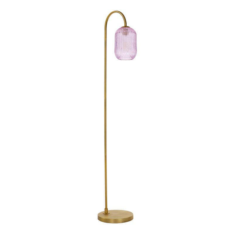 Dar_Vol3-IDR4963-SAW6503 - Idra - Aged Bronze Floor Lamp with Pink Ribbed Glass
