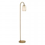 Idra - Aged Bronze Floor Lamp with Amber Ribbed Glass Idra - Aged Bronze Floor Lamp with Amber Ribbed Glass