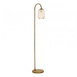 Idra - Aged Bronze Floor Lamp with Amber Ribbed Glass Idra - Aged Bronze Floor Lamp with Amber Ribbed Glass