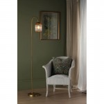 Idra - Aged Bronze Floor Lamp with Amber Ribbed Glass Idra - Aged Bronze Floor Lamp with Amber Ribbed Glass