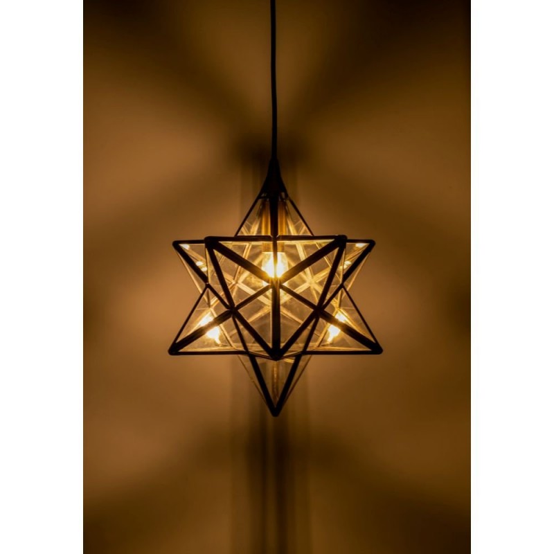 Ceiling Lights - Ilario - Small Star Antique Brass with Glass Hanging Pendant Dar-ILA0175 - Ilario - Small Star Antique Brass with Glass Hanging Pendant