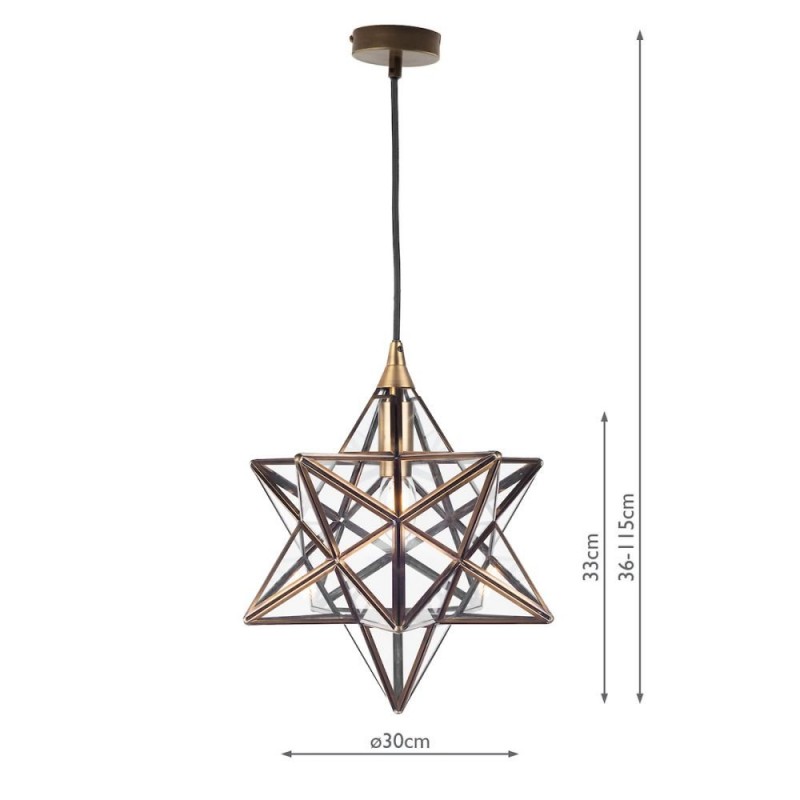 Dar-ILA0175 - Ilario - Small Star Antique Brass with Glass Hanging Pendant