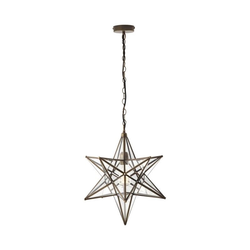Dar-ILA8675 - Ilario - Big Star Antique Brass with Glass Hanging Pendant