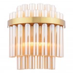 Imani - Natural Brass 2 Light Wall Lamp with Champagne Ribbed Glass