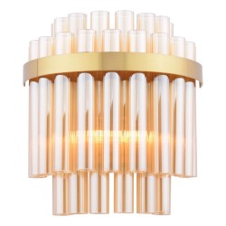 Imani - Natural Brass 2 Light Wall Lamp with Champagne Ribbed Glass
