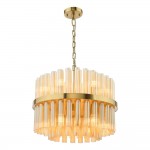 Imani - Natural Brass 12 Light Centre Fitting with Champagne Ribbed Glass