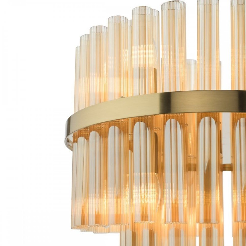 Dar-IMA1235 - Imani - Natural Brass 12 Light Centre Fitting with Champagne Ribbed Glass