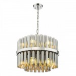 Imani - Chrome 12 Light Centre Fitting with Smoked Ribbed Glass