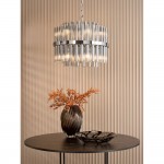 Imani - Chrome 12 Light Centre Fitting with Smoked Ribbed Glass