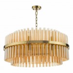 Imani - Natural Brass 16 Light Centre Fitting with Champagne Ribbed Glass