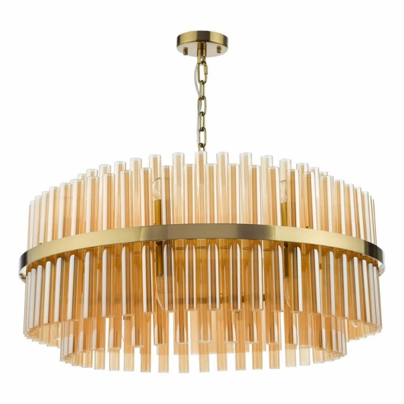 Dar-IMA1635 - Imani - Natural Brass 16 Light Centre Fitting with Champagne Ribbed Glass