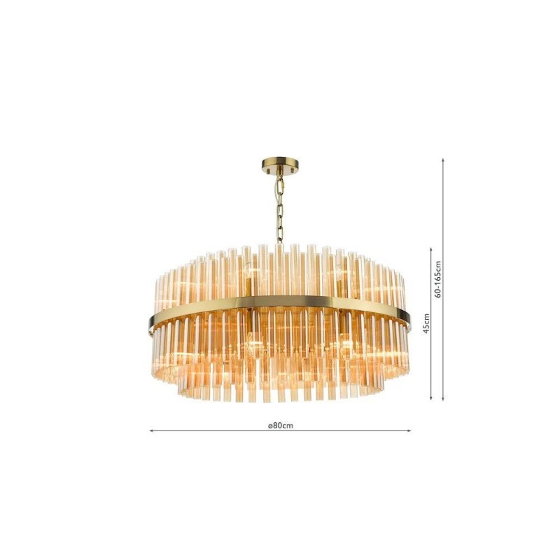 Dar-IMA1635 - Imani - Natural Brass 16 Light Centre Fitting with Champagne Ribbed Glass