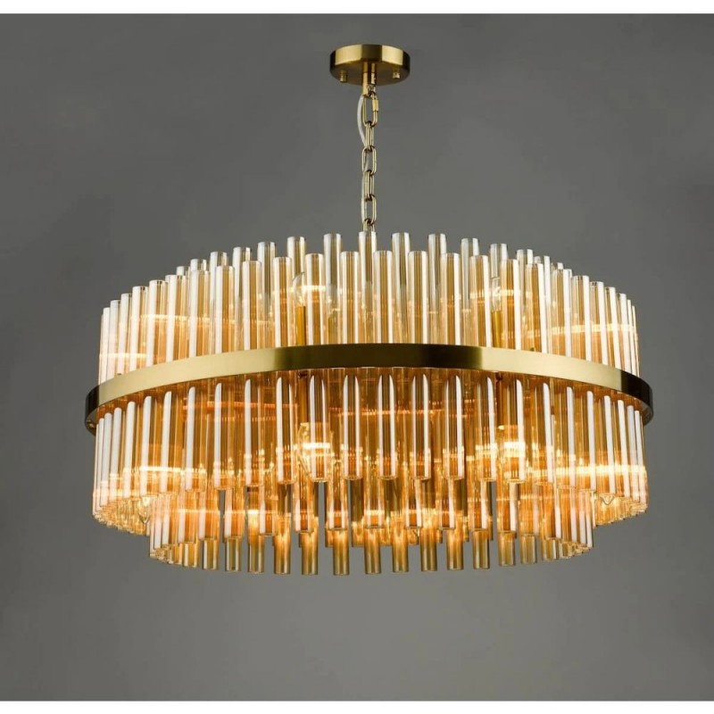 Dar-IMA1635 - Imani - Natural Brass 16 Light Centre Fitting with Champagne Ribbed Glass
