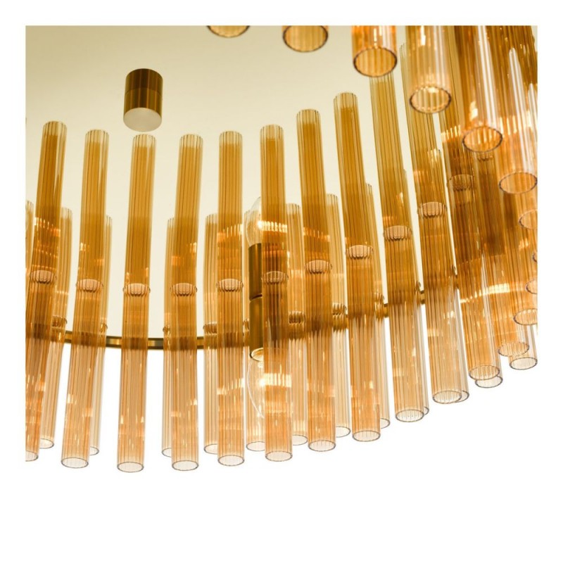 Dar-IMA1635 - Imani - Natural Brass 16 Light Centre Fitting with Champagne Ribbed Glass