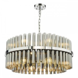 Imani - Chrome 16 Light Centre Fitting with Smoked Ribbed Glass