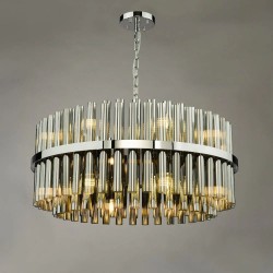 Imani - Chrome 16 Light Centre Fitting with Smoked Ribbed Glass