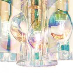 Inter - Chrome 3 Light Ceiling Lamp with Multicolour Glass Inter - Chrome 3 Light Ceiling Lamp with Multicolour Glass