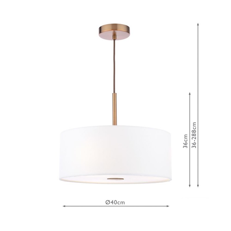 Dar-ISL1063 - Isla - Antique Bronze 3 Light Pendant with Ivory Shade ∅ 40 cm