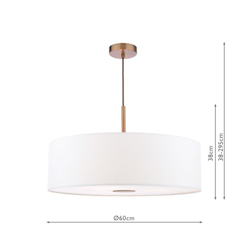 Dar-ISL1763 - Isla - Antique Bronze 3 Light Pendant with Ivory Shade ∅ 60 cm