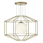 Izmir - Antique Gold Hexagonal Pendant with Opal Glass  Izmir - Antique Gold Hexagonal Pendant with Opal Glass