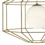 Izmir - Antique Gold Hexagonal Pendant with Opal Glass  Izmir - Antique Gold Hexagonal Pendant with Opal Glass