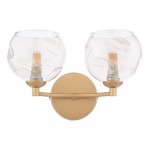 Izzy - Painted Gold 2 Light Wall Lamp with Amber Dimpled Glass Izzy - Painted Gold 2 Light Wall Lamp with Amber Dimpled Glass