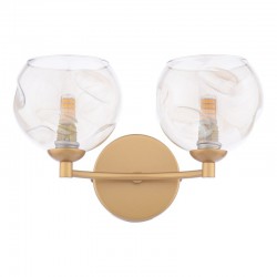 Izzy - Painted Gold 2 Light Wall Lamp with Amber Dimpled Glass Izzy - Painted Gold 2 Light Wall Lamp with Amber Dimpled Glass