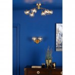 Izzy - Painted Gold 2 Light Wall Lamp with Amber Dimpled Glass Izzy - Painted Gold 2 Light Wall Lamp with Amber Dimpled Glass