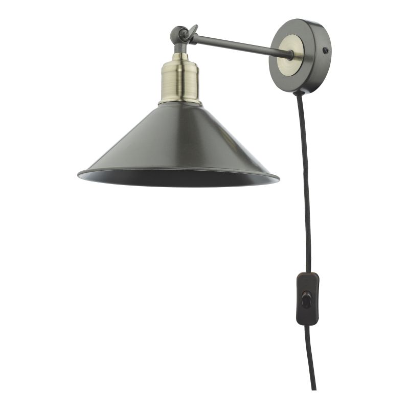 Dar-JAL0761 - Jalen - Graphite Antique Brass Plug-in Wall Lamp