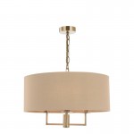 Jamelia - Antique Brass 3 Light Pendant with Taupe Shade Jamelia - Antique Brass 3 Light Pendant with Taupe Shade