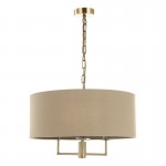 Jamelia - Antique Brass 3 Light Pendant with Taupe Shade Jamelia - Antique Brass 3 Light Pendant with Taupe Shade
