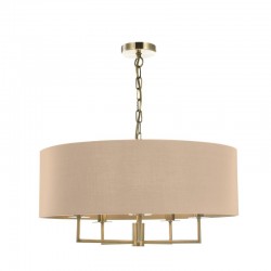 Jamelia - Antique Brass 5 Light Pendant with Taupe Shade Jamelia - Antique Brass 5 Light Pendant with Taupe Shade