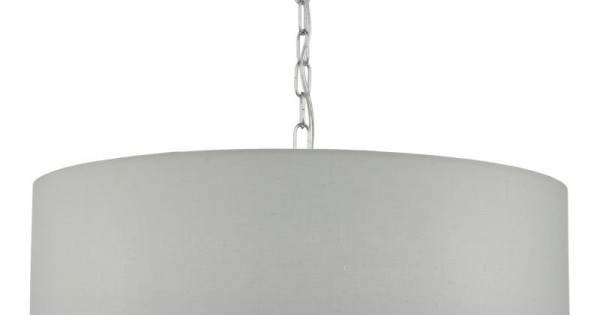 Dar Jam0539 Jamelia Grey Fabric With Polished Chrome Pendant - Dar Jamelia 5 Arm Ceiling Pendant Light Grey