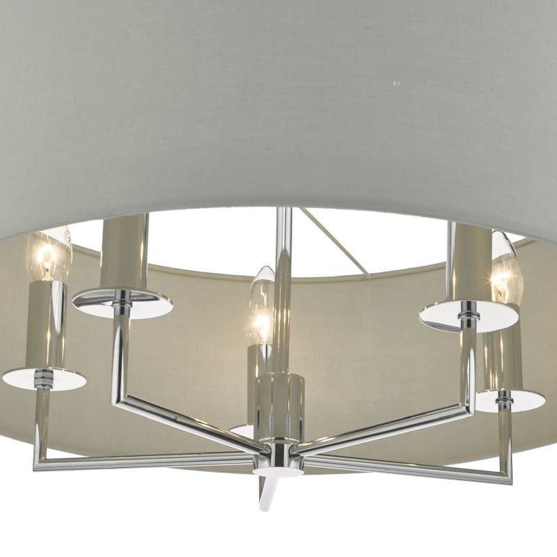 Dar-JAM0539 - Jamelia - Polished Chrome 5 Light Pendant with Grey Shade