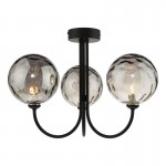 Jared - Black 3 Light Semi Flush with Smoked Dimple Glass Jared - Black 3 Light Semi Flush with Smoked Dimple Glass