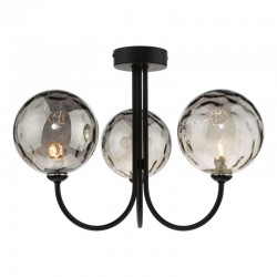 Jared - Black 3 Light Semi Flush with Smoked Dimple Glass Jared - Black 3 Light Semi Flush with Smoked Dimple Glass