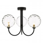 Jared - Black 3 Light Semi Flush with Clear Dimple Glass Jared - Black 3 Light Semi Flush with Clear Dimple Glass