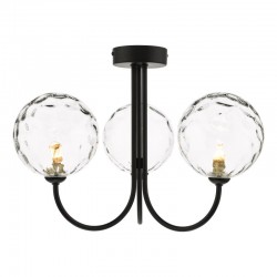 Jared - Black 3 Light Semi Flush with Clear Dimple Glass Jared - Black 3 Light Semi Flush with Clear Dimple Glass