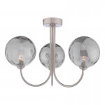 Jared - Satin Nickel 3 Light Semi Flush with Dimpled Smoked Glasses Jared - Satin Nickel 3 Light Semi Flush with Dimpled Smoked Glasses