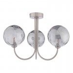 Jared - Satin Nickel 3 Light Semi Flush with Dimpled Smoked Glasses Jared - Satin Nickel 3 Light Semi Flush with Dimpled Smoked Glasses