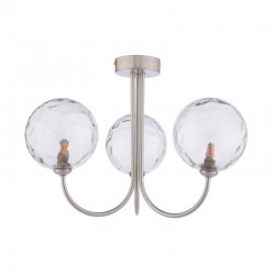 Jared - Satin Nickel 3 Light Semi Flush with Dimpled Clear Glasses Jared - Satin Nickel 3 Light Semi Flush with Dimpled Clear Glasses