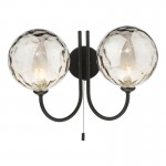 Jared - Black 2 Light Wall Lamp with Smoked Dimple Glass Jared - Black 2 Light Wall Lamp with Smoked Dimple Glass