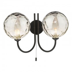 Jared - Black 2 Light Wall Lamp with Smoked Dimple Glass Jared - Black 2 Light Wall Lamp with Smoked Dimple Glass