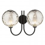 Jared - Black 2 Light Wall Lamp with Smoked Dimple Glass Jared - Black 2 Light Wall Lamp with Smoked Dimple Glass